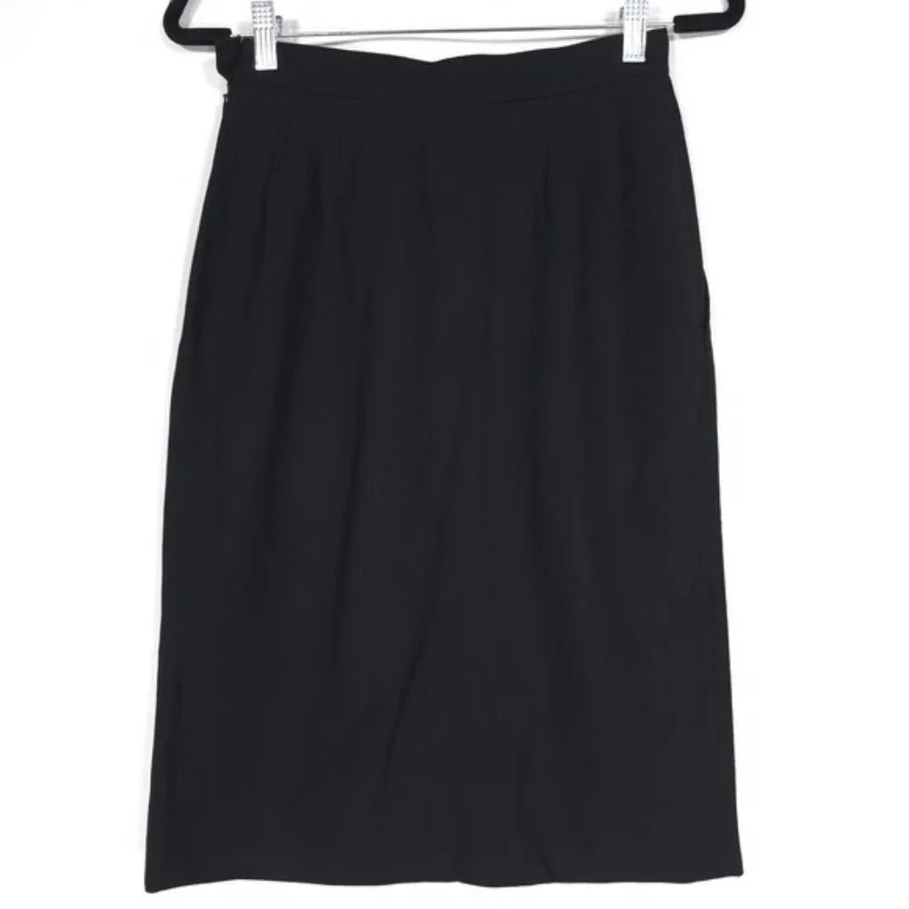 YVES SAINT LAURENT 100% WOOL Skirt Black Size 38 FRANCE MADE Vintage Rive Gauche - Picture 4 of 13